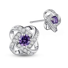 Purple Amethyst with Cubic Zirconia 925 Sterling Silver Flower Stud Earrings Micro Pave AAA Cubic Zirconia  Size: about 10mm in diameter; pin: 0.7mm. Thank you for visiting my shop on Etsy. Code jw161 Flower Stud Earrings, Flower Stud, February Birthstone, Earring Crafts, Sterling Silver Flowers, Flower Earrings Studs, Delicate Earrings, February Birth Stone, Flower Studs