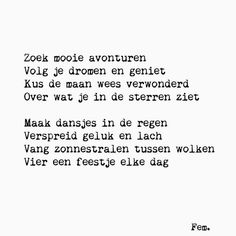 the words are written in black and white on a paper sheet that reads,'look mooie avoururen voll je droom en ge genier krusen ver