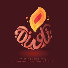 happy diwali greeting card with colorful fire and text on dark background for diwali festival