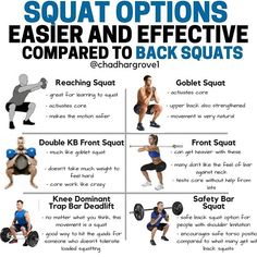 an exercise poster with the words squat options easier and effective compared to back squats