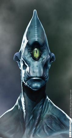 an image of a creature with green eyes