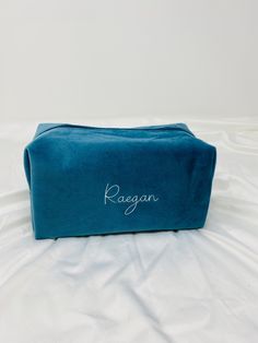 Velvet Personalized Makeup Bag Toiletry Bag Bridesmaid - Etsy Personalized Rectangular Cosmetic Bag Gift, Customizable Green Bags For Personalized Gifts, Customizable Everyday Rectangular Cosmetic Bag, Customizable Rectangular Cosmetic Bag, Blue Pouch Box Bag As Gift, Wedding Pouch Bag With Zipper, Wedding Zippered Pouch Bag, Blue Box Bag With Removable Pouch As Gift, Customizable Pouch For Personal Use