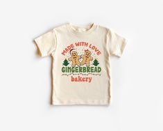 "Made With Love Gingerbread Bakery Shirt, Gingerbread Squad T-Shirt, Christmas Toddler Sweatshirt, Joy Xmas Tee, Merry Christmas Shirt !!How To Order 1-) Please, Check and Review all Photos. 2-) Select Your Product Type and Color. 3-) Select Your Product Size. 4-) Click ADD TO CART and You can go back to add more product color and text color or You can complete the checkout process. 5-) After You added your note, Please Click \"Proceed to Check Out\" ❤ Washing Instructions: For best results, was Christmas Tractor, Xmas Outfit, Christmas Toddler, Christmas Shirts For Kids, Xmas Tees, Country Kids, Christmas Kids, Merry Christmas Shirts, Xmas Shirts