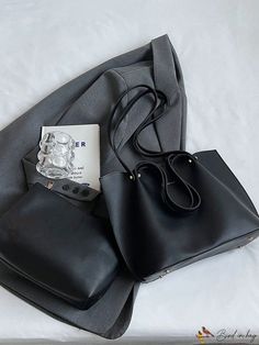 Bird in Bag - Elegant Black PU Leather Womens Tote Bag with Small Accents Bag Elegant, Shoulder Tote Bag, Bird In Bag, Womens Tote, Shoulder Tote, Leather Coat, Womens Tote Bags, Leather Women, Pu Leather