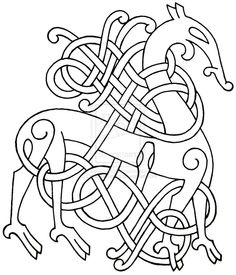 a horse is depicted in this celtic knot pattern, which has been drawn by hand