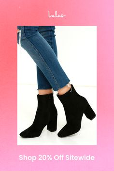 Look forward to the amazing outfits that await you in the Lulus My Generation Black Suede High Heel Mid-Calf Boots! A squared-off toe meets a fitted shaft with a 10"" circumference (made from vegan suede) with a handy zipper at the instep. 3. 5" wrapped block heel. Lightly cushioned insole. Felted rubber sole. All vegan friendly, man made materials. Imported. Lulus | My Generation Black Suede High Heel Mid-Calf Boots | Vegan Friendly. Trendy Fitted High Ankle Heeled Boots, Chic Fitted Boots With Block Heel, Trendy Fitted Heeled Boots With Block Heel, Block Heeled Boots For Night Out In Fall, Trendy Fitted Block Heel Boots, Fitted High Ankle Boots With Stacked Heel, Fitted Heeled Boots With Stacked Heel For Night Out, Chic Block Heel Boots, Chic Fitted Block Heel Boots