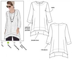 a women's tunic pattern with measurements