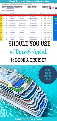 a cruise ship with the words should you use a travel agent to book a cruise?