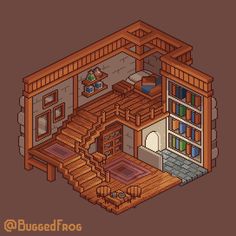 Bugged Frog on X: "I remember when I escaped to a cabin so magical that it seemed that the books were gigantic and full of fantastic stories! - #pixelart #pixel #art #isometric https://t.co/66S6gEsSze" / X Pixel Art Isometric, Interior Concept Art, Isometric Drawing, Pixel Animation, Pixel Art Tutorial, Isometric Art, Pixel Design, Isometric Design, Pixel Art Games