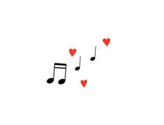 music notes with hearts floating in the air