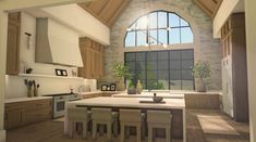 Bloxburg Cottage Core Bloxburg House, Bloxburg House Builds, Bloxburg Kitchen Ideas, Modern Mansions, Roblox Bloxburg House Ideas, Bloxburg Kitchen