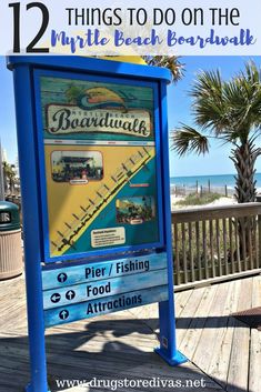 a sign that says 12 things to do on the myrtle beach boardwalk