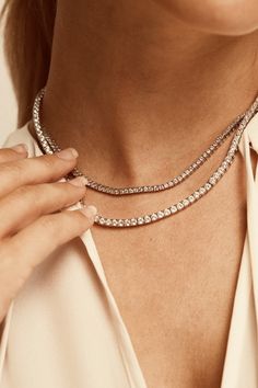 Buy fine jewelry directly from the source! #capucelli #finejewelry Diamond Tennis Necklace, Diamond Necklaces, Tennis Necklace, Gold Piece, The Source, Box Chain, Round Diamonds, Natural Diamonds, Solid Gold