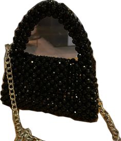 Black Sequin Party Bag, Black Sequined Party Shoulder Bag, Black Beaded Bag As Fashion Accessory, Black Beaded Bags As Fashion Accessory, Black Beaded Handheld Shoulder Bag, Black Handheld Beaded Shoulder Bag, Black Embellished Party Bag, Black Sequin Clutch Bag, Handheld Beaded Shoulder Bag For Party