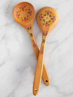 Wooden Spoon - Folk Flower-view 1 Colorful Kitchen Accessories, Berry Colander, Life Kitchen, Kitchen Dish Towel, Stainless Steel Bowl, Nonstick Cookware, Cute Kitchen, Wooden Spoon, Sweet Messages