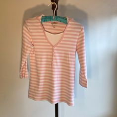 Pink & White Stripes, Light Pink Stripes Inside Whitedickie Sewn Into Shirt 4 Decorative Buttons Down Front, Do Not Open 100% Cotton Super Soft Hood Attached Pit-Pit 16’ Sleeves 16’ ( 3/4 Sleeves) Length 23’ Very Good Condition Condition Reference: New - New With Tags (Nwt). Unopened Packaging. Unused. Like New-New Without Tags (Nwot). No Signs Of Wear. Unused. Good - Gently Used. One / Few Minor Flaws. Functional. Fair - Used, Functional, Multiple Flaws / Defects. Spring V-neck Shirt For Loungewear, Spring Striped Loungewear Shirt, Spring Striped Shirt For Loungewear, Striped Shirt For Spring Loungewear, Fitted Shirt For Loungewear In Spring, Fitted Shirt For Spring Loungewear, Fitted Spring Shirt For Loungewear, Fitted Spring Loungewear Shirt, White Loungewear Shirt For Spring