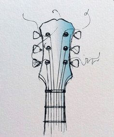 a drawing of an acoustic guitar with strings