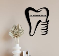 Personalized Metal Art, Dentist Painting, Matte Black Texture, Dentist Logo