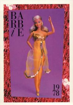 an advertisement for barbie dolls featuring a woman in a yellow dress and headpieces