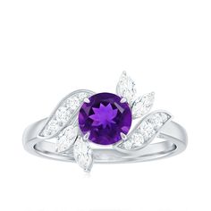 Product Details Every moment of yours is worth celebrating, so why not celebrate it with an alluring fine jewelry. This Amethyst Engagement Ring is exactly what your are looking for your partner, Round Amethyst and Marquise Diamond is held in Claw Setting and Round Diamond is held in prong setting are featured in leaf pattern. Show your love to your partner with this Vintage Amethyst Ring. Product Information SKU SHP-RINGS0821201919 Width 4 mm Height 12 mm Weight 2.24 gm (Approximate) AMETHYST I Vintage Amethyst Ring, Amethyst Ring Vintage, Amethyst Engagement Ring, Amethyst Ring Engagement, Floral Engagement Ring, Claw Setting, Ring With Diamond, 18k Yellow Gold Ring, Marquise Diamond