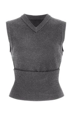 Find PROENZA SCHOULER Cruz Convertible Ribbed-knit Sweater Vest Xs on Editorialist. Under the helm of Creative Directors Lazaro Hernandez and Jack McCollough; Proenza Schouler continues to evolve their signature silhouettes with irresistible updates and iterations.The 'Cruz' knit vest converts to a cowl neck design by unbuttoning its hem and placing it along the neck. Fitted Wool Knitted Top, Chic Fitted Knitted Sweater Vest, Fitted Knit Sweater Vest For Winter, Fitted Wool Sweater Vest For Winter, Fitted Ribbed Sweater Vest For Winter, Fitted Knit Sweater Vest For Layering, Fitted Wool Sweater Vest For Layering, Knit Vest Outfit, Elegant Outfit Classy