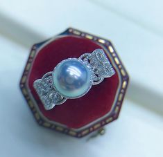 Beautiful Akoya Pearl Ring, 7.5mm, Round, Bright Blue Gray Color, Very High Luster, Cute and Stunning.  Sterling Silver S925, Very Well made and Comfortable to wear. Open ended, fit size 6-8. Pearl  ★ Genuine Akoya Blue Pearls, Saltwater  ★ Size: 7.5mm ★ Shape: Round ★ Color: Natural untreated, Bright Blue Gray Color, Beautiful ★ Luster: Very High Luster, Wonderful ★ Surface: Nice, Baby Smooth and Mirror Like, gentle texture, Mostly Clean Ring ★ Metal: Sterling Silver S925, Very Well made and Co Silver Akoya Pearl Ring, Luxury Akoya Pearl Rings, Perfect As A Gift, Silver Cabochon Pearl Ring For Gifting, Luxury High Luster Silver Pearl Ring, Luxury Sterling Silver Round Pearl Ring, Clean Rings, Akoya Pearl Ring, Blue Gray Color, Nice Baby