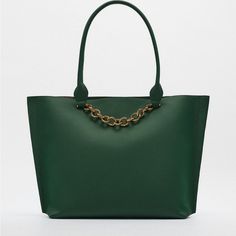 Zara Tote Bag, Never Used Comes With The Dust Bag. There Appear To Be Scuff Marks On The Inside Pocket, That Comes From The Hardware Rubbing On It. This Bag Has Never Been Used Zara Tote Bag, Zara Tote Bags, Beige Tote Bag, Zara Handbags, Beige Tote, Green Tote Bag, Jute Tote Bags, Green Tote, Zara Bags