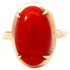 Item Specifications: Metal: 14K Yellow Gold Ring Size: 8.5 (resizing available for a fee) Total Weight: 4.0 Grams Aka Coral Specifications: Shape: oval Coral Measurements: 16.5 mm x 10.2 mm x 4.95 mm Condition: Preowned, Excellent Stamped: "14K" Oval Dome Ring Hallmarked Fine Jewelry, Oval Dome Ring With Gemstone In 14k Gold, 14k Yellow Gold Oval Cabochon Ring, Oval Cabochon 14k Yellow Gold Rings, Oval Ruby Ring In 14k Gold, Heirloom 14k Gold Oval Ruby Ring, Heirloom Oval Ruby Ring In 14k Gold, Oval 14k Gold Hallmarked Rings, Oval Hallmarked 14k Gold Rings