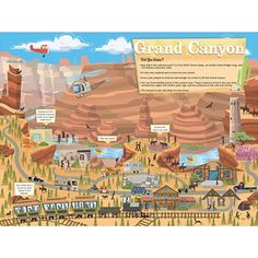 the grand canyon map is shown in this image, with many different things to see and do