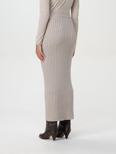 Skirt MAX MARA Woman color Beige Elegant Ribbed Maxi Skirt, Elegant Beige Ribbed Skirt, Beige Maxi Length Lined Skirt Bottoms, Fitted Beige Maxi Skirt For Fall, Fall Fitted Beige Maxi Skirt, Spring Ribbed Beige Skirt, Beige Fitted Maxi Skirt, Beige Full-length Lined Skirt, Beige Full Length Lined Skirt