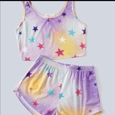 Multi-Colored, Sleeveless,Scoop Neck, Galaxy Pattern. Cotton Blend, 65% Cotton, 35% Polyester, Slight Stretch. Perfect For The Spring And Summer. Short And Crop Top, Harry Styles Quotes, Galaxy Pattern, S Girl, One Direction Videos, Girls Pajamas, Pajama Sets, Kids Pajamas, Short Girls