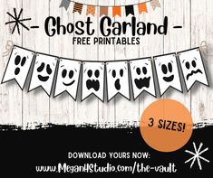 ghost garland printables with 3 sizes