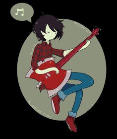 a drawing of a girl playing the guitar