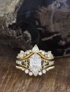 a close up of a ring on a wooden surface