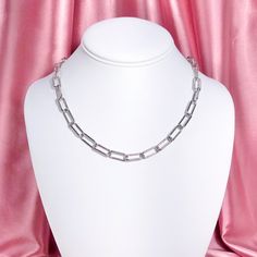 "This listing is for a stainless steel chunky chain necklace or choker, depending on desired length. Necklace comes with a 2.5\" extension so that it may be adjustable for layering. Max length for 14\" option is 16.5\", max length for 16\" option is 18.5\", and max length for 18\" option is 20.5\". Each component of the necklace, including the chain, is made from hypoallergenic stainless steel." Trendy Sterling Silver Chunky Chain Necklace, Silver Paperclip Chain Choker, Minimalist Silver Choker With Lobster Clasp, Trendy Sterling Silver Chain Link Necklace, Modern Stainless Steel Necklace With Paperclip Chain, Silver Stainless Steel Paperclip Chain Necklace, Trendy Silver Paperclip Chain Necklace, Trendy Silver Necklace With Paperclip Chain, Silver Jewelry With Chunky Paperclip Chain