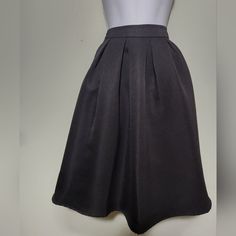 A Line Retro Pleated High Waisted Skirt. Has Pockets! Never Worn. Casual Knee-length Evening Skirt, Black A-line Pleated Skirt For Party, Black A-line Pleated Party Skirt, Flared Pleated Skirt For Night Out, Chic Black A-line Pleated Skirt, A-line Lined Skirt For Night Out, Full Pleated Skirt With Lining For Night Out, Full Pleated Lined Skirt For Night Out, Black A-line Bottoms For Party