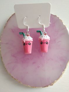 Drink Earrings  Cute Earrings  Hypoallergenic Drink Earrings, Earring Clay, Earrings Kawaii, Food Drawings, Cat Eyeliner, Kawaii Earrings, Earrings Hypoallergenic, Cute Food Drawings, Milk Shake