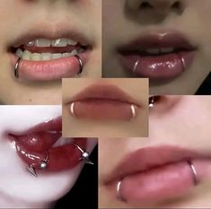 multiple images of different types of lips and nose piercings