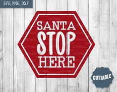 santa stop sign svg cut file