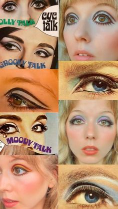 60s Womens Makeup, 1960 Eye Makeup, 80s Eyeshadow Palette, 60s Women Makeup, 60s Gogo Makeup, 1970 Makeup Look, 70s Inspired Makeup Hippie, 70s Eyeshadow 1970s Makeup, 60 Makeup Retro