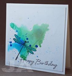 a birthday card with a dragonfly on it