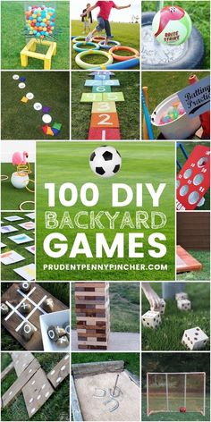 a collage of different games and activities for kids to play in the grass with