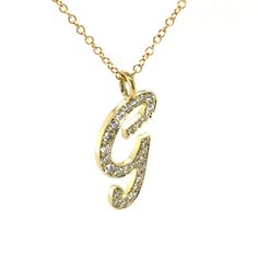 Introducing our exquisite 18-karat gold initial pendant, crafted with meticulous detail and measuring 19mm long (0.75 inches). This stunning piece is adorned with pave diamonds totaling approximately 0.45 carats, showcasing FG color and VS1 clarity for exceptional brilliance. The pendant is elegantly paired with an 18-inch gold chain, complemented by a 16-inch extension for adjustable length. Available in yellow, white gold, and rose gold, this pendant is a perfect blend of luxury and personaliz G Necklace, Gold Initial Pendant, Diamond Initial Necklace, Letter G, Gold Initial, Initial Pendant, Sparkle Diamonds, Initial Necklace, 18k Rose Gold