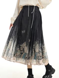 The price is for a skirt only, others are not included.  Garment Size   	 		 			Size 			S 			M 			L 			XL 			2XL 		 		 			Waist 			64 			68 			72 			76 			80 		 		 			Full Length 			78 			79.5 			81 			82.5 			84 Black High Waist Pleated Skirt For Summer, Black Long Skirt For Spring, Black Flared Tulle Skirt, Black Tulle Flared Skirt, Black Tulle Skirt For Fall, Black Flared Skirt For Summer, Black Pleated Maxi Skirt For Spring, Summer Black Relaxed Skirt, Black Pleated Midi Skirt For Summer