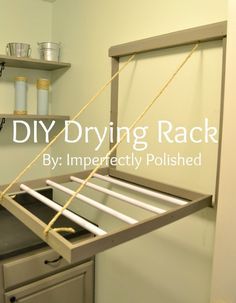 the diy drying rack is hanging upside down