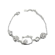 Color: SL-310 White Gold Color Style: Affordable luxury style Silver Rhinestone Alloy Bracelets, Silver Rhinestone Bracelets In Alloy, Silver Alloy Bracelets With Rhinestones, Elegant Alloy Bracelets With Rhinestones, White Alloy Bracelets For Party, Female Bracelets, Necklace Stand, Cat Necklace, Luxury Style