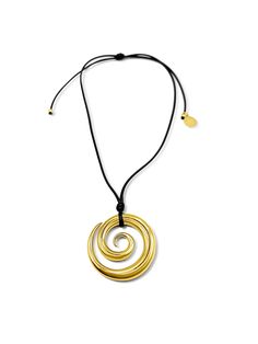 swirl gold pendant black rope adjustable necklace 100% waterproof Adjustable Spiral Gold Jewelry, Elegant Adjustable Swirl Necklace, Adjustable Gold Necklace With Sliding Knot, Gold Necklace With Adjustable Sliding Knot, Adjustable Yellow Gold Necklace With Cord, Adjustable Yellow Gold Necklace With Adjustable Cord, Gold Jewelry With Adjustable Cord And Round Pendant, Gold Necklace With Adjustable Cord And Round Pendant, Gold Pendant Necklace With Adjustable Cord