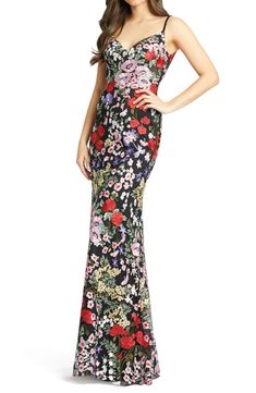 Free shipping and returns on Floral Embroidered Gown at Nordstrom.com. An elegant, form-fitting silhouette, fanciful floral embroidery and flirty sweetheart neckline add instant wow factor to this picturesque evening gown. Floral Embroidered Gown, Mac Duggal Dress, Couture Evening Dress, Floral Gown, Column Gown, Ball Gowns Evening, Women Formals, Mac Duggal, Chiffon Gown