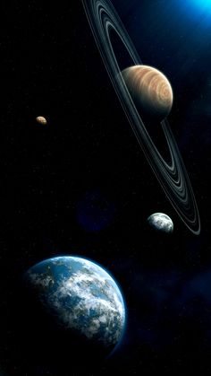 an artist's rendering of the planets and their satellites