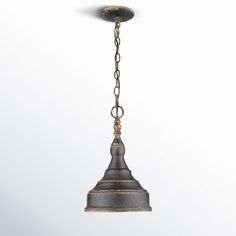 an old fashioned light hanging from a chain